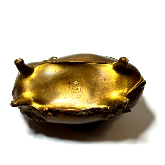 Brainard & Wilson B&W Antique Footed Brass Hinged Trinket Box Casket Art Nouveau - Picture 5 of 11